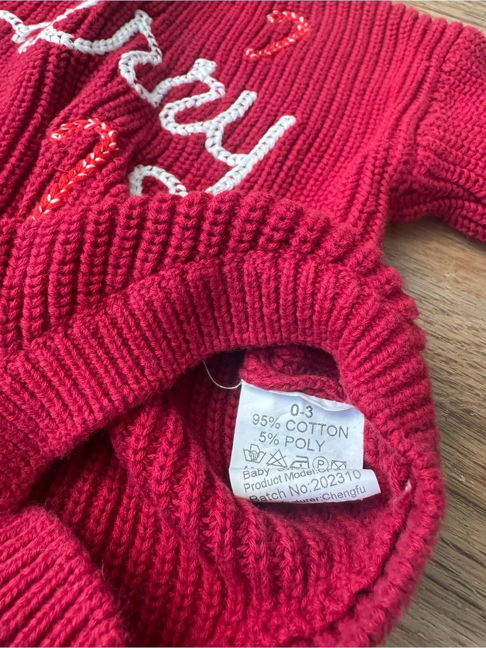 Red 'Merry' Knit Baby One-Piece Romper